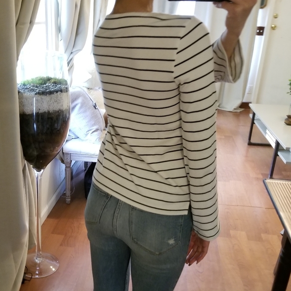 J. Crew 100% Cotton Le Velvet Bow Stripe Shirt - Picture 4 of 7